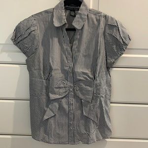 Gorgeous striped button down- super flattering with detailing